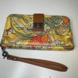 Sakroots Zip Around Wristlet Wallet Boho Floral Coated Canvas Phone Organizer